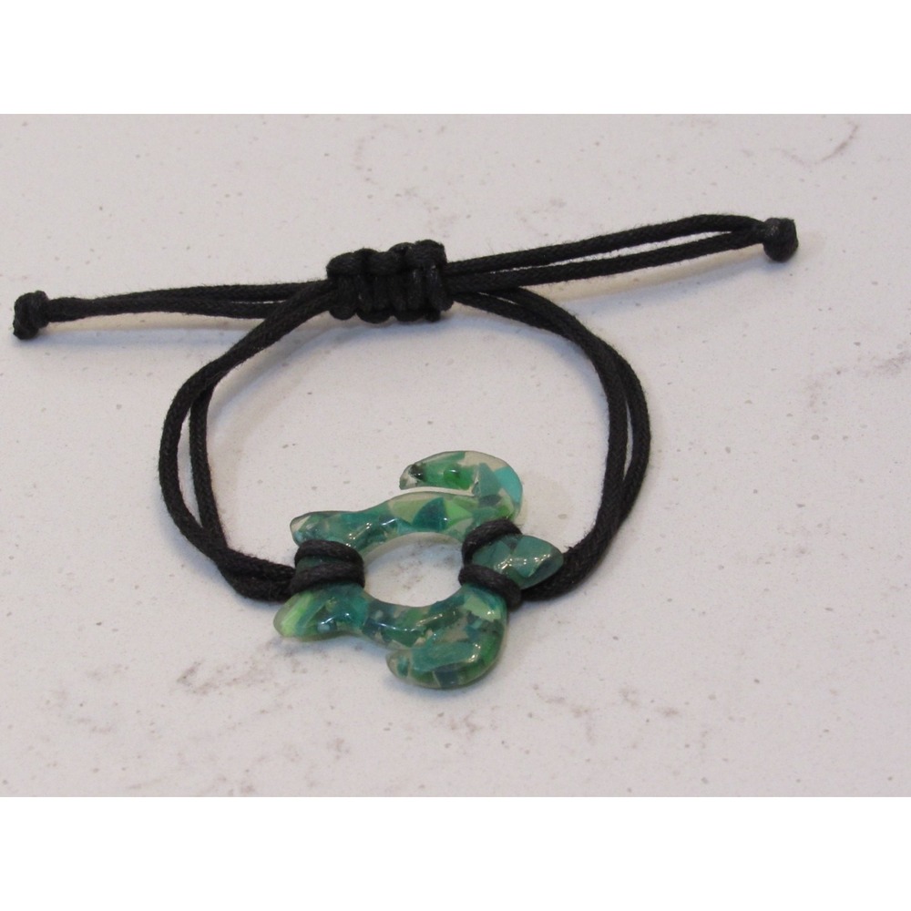 Green Sea Turtle Adjustable Cord Bracelet Boho Coastal Surfer‎ Unisex Black